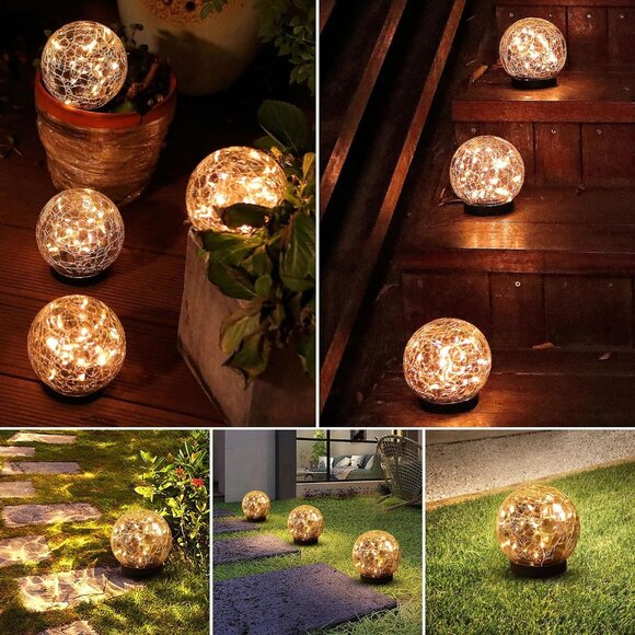 4 Pack Solar Globe‎ Lights Outdoor Waterproof Solar Balls...